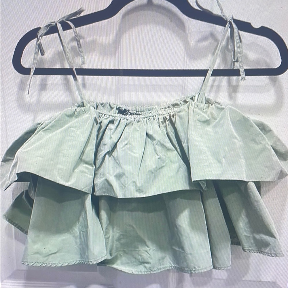 Women's Ruffled Green Top